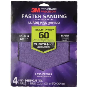 3M SandBlaster (11 x 9 inch) 60 Grit Coarse Ceramic Sanding Sheet (4-Pack)