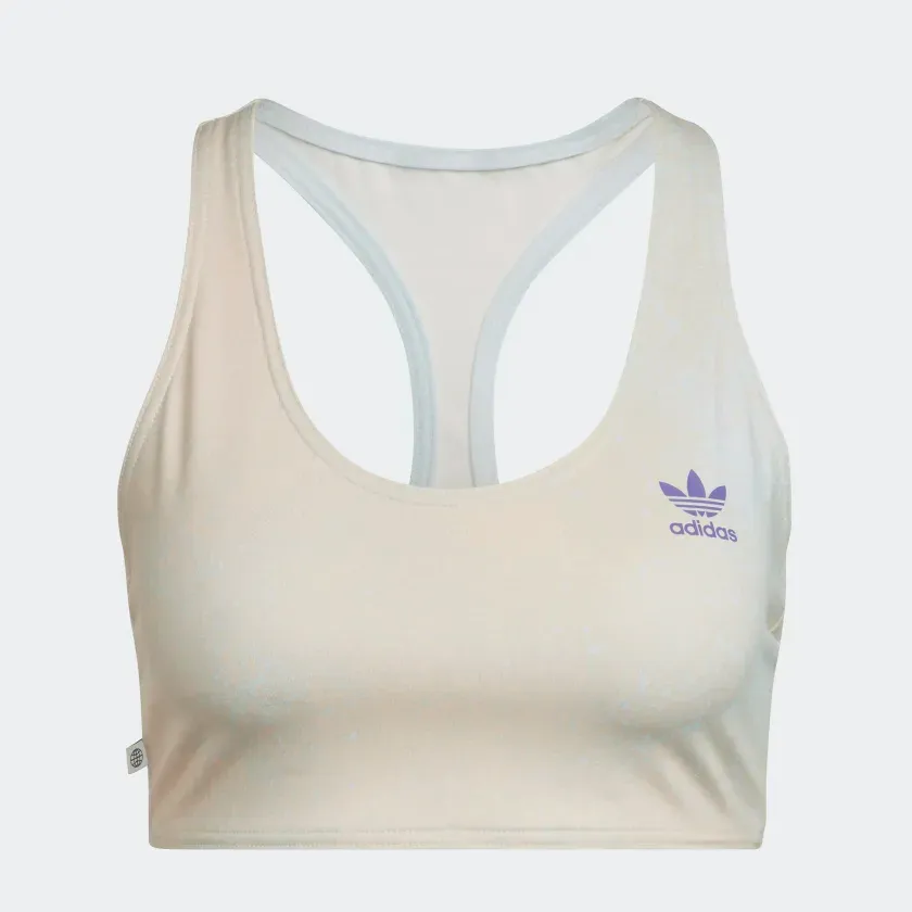 Adidas Women's Allover Print Bra Top - Almost Blue / Hazy Orange