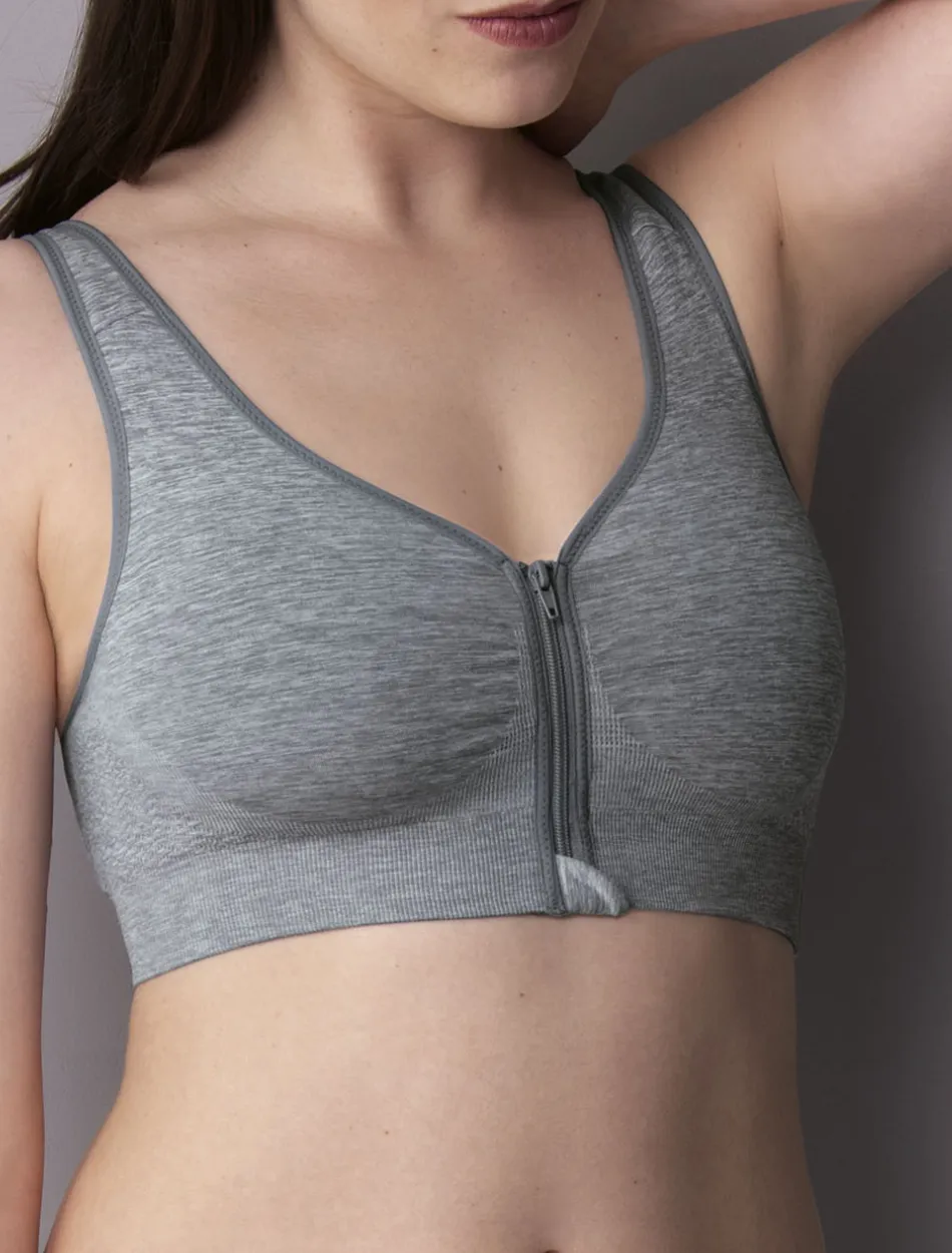 Anita Lynn Moulded Front Closure Wire Free Mastectomy Bra, Grey | Grey Front Closure Mastectomy Bra