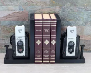 Antique Decorative Camera Bookends - Argus 75 Argoflex, DVD Holder, Movie Room Décor, Book Lover, Vintage photographer Gift, Handmade in USA