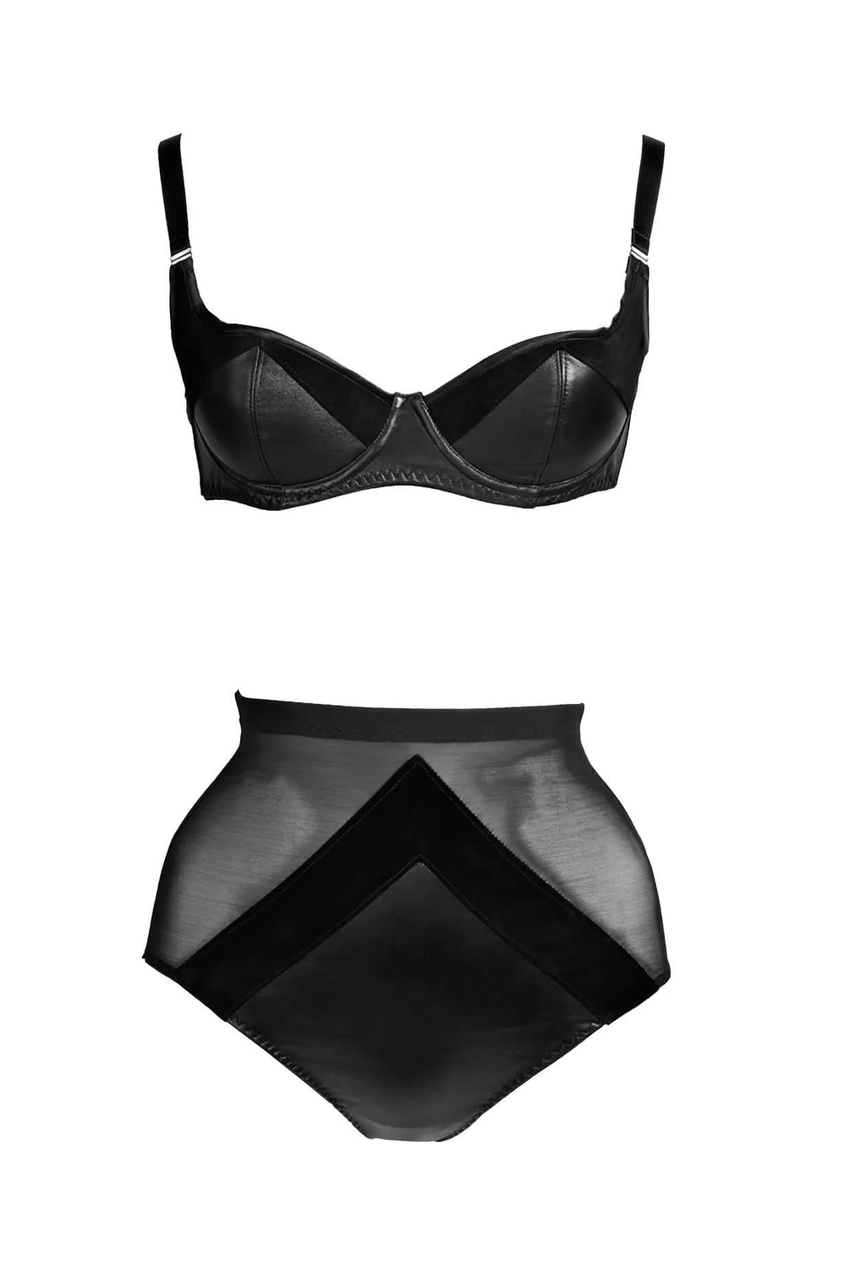 Ava Balconette Leather Bra Set