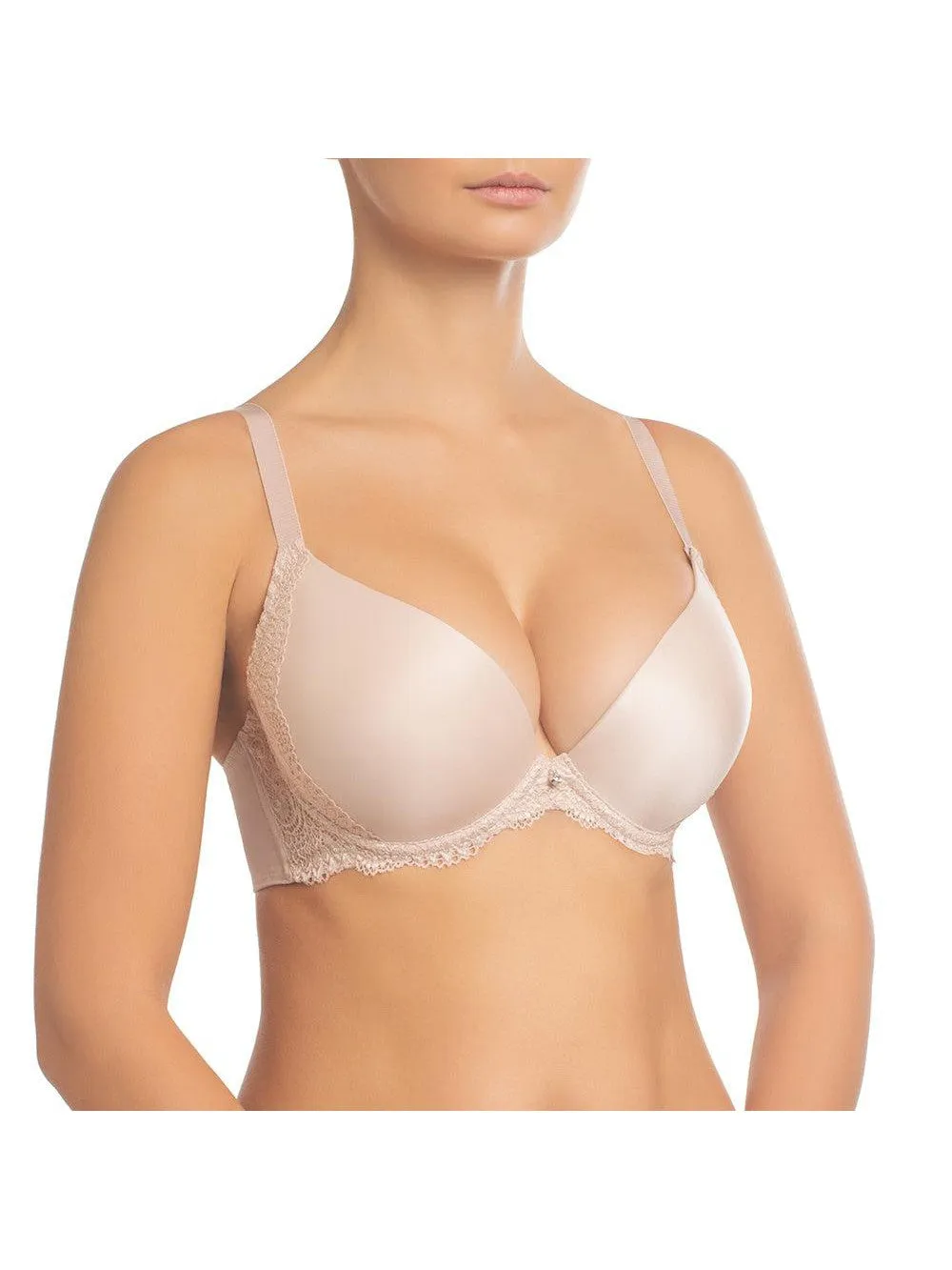 Beige Victoria Push Up Bra with Lace Sides