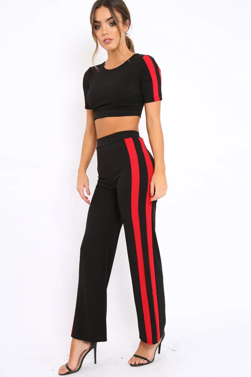 Black with Red Side Stripe Co-ord - Michelle