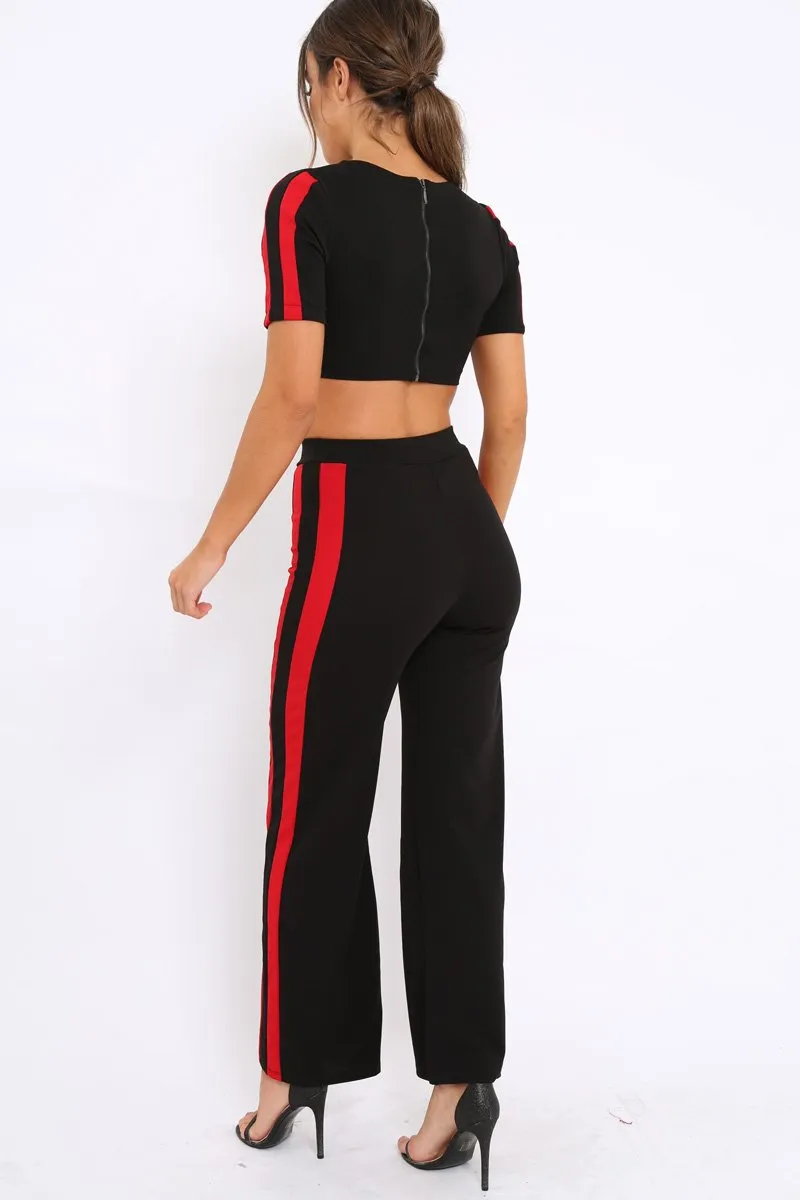 Black with Red Side Stripe Co-ord - Michelle