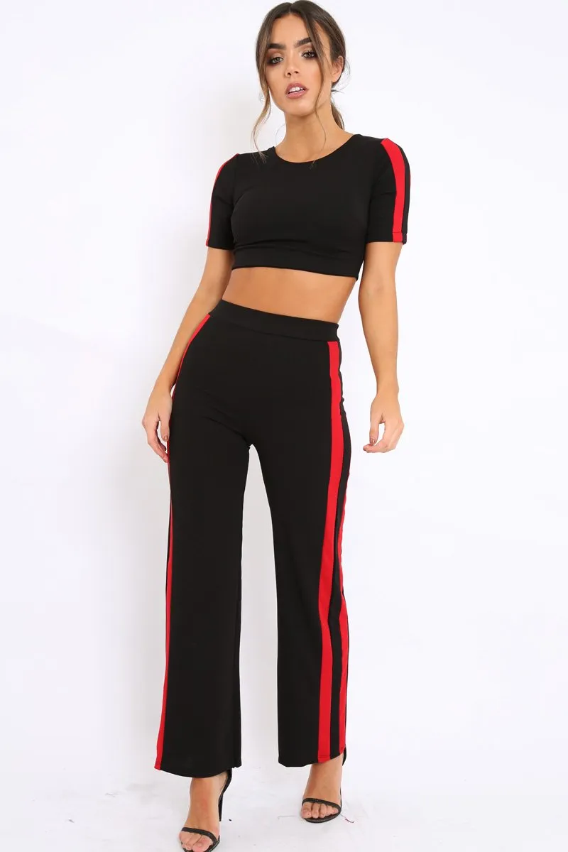 Black with Red Side Stripe Co-ord - Michelle