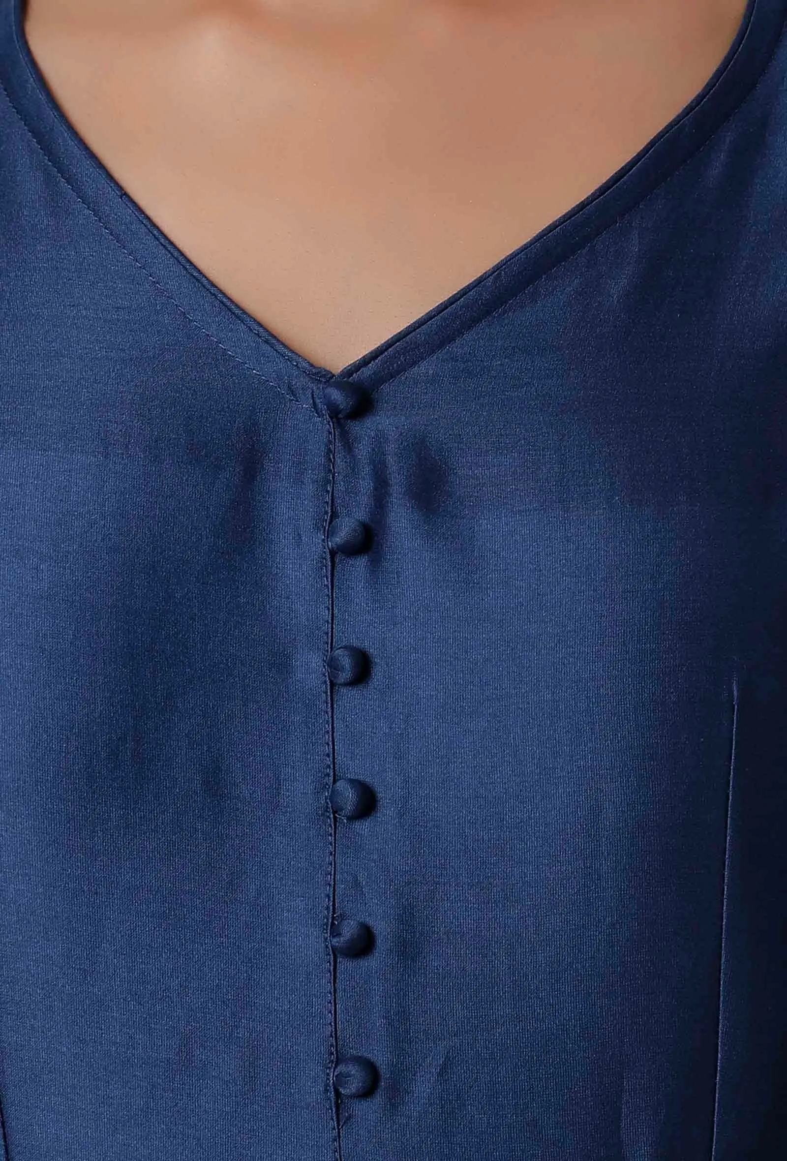 Blue Gathered Chanderi Kurta