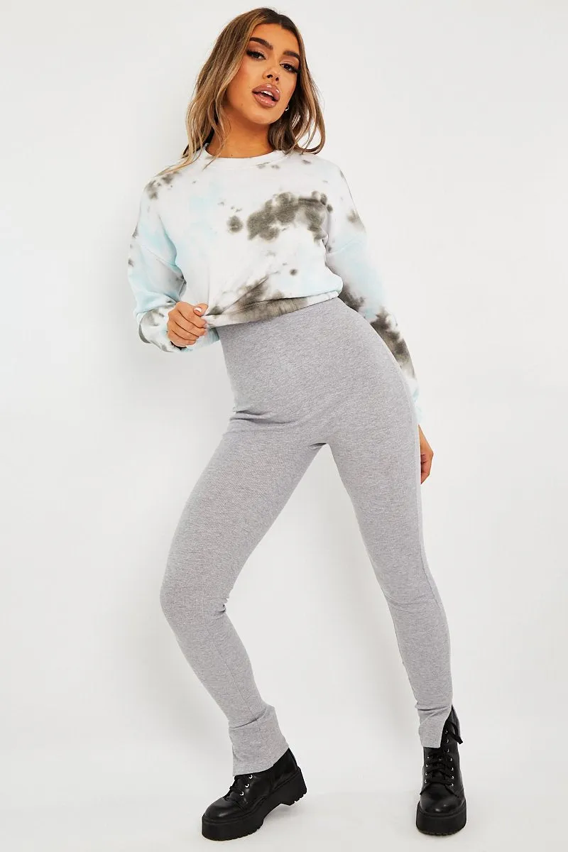 Blue Tie Dye Gathered Waist Sweatshirt - Amirra