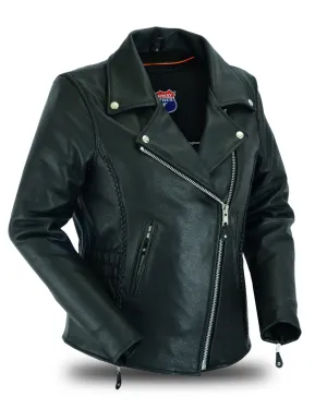 Braid hourglass leather motorcycle jacket HL13103