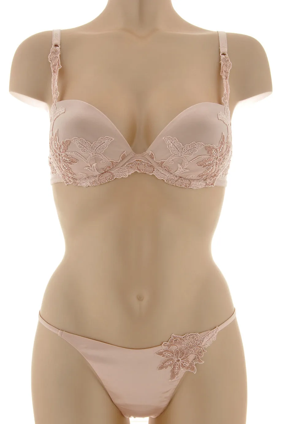 COTTON CLUB IVORY Silk Floral Bra