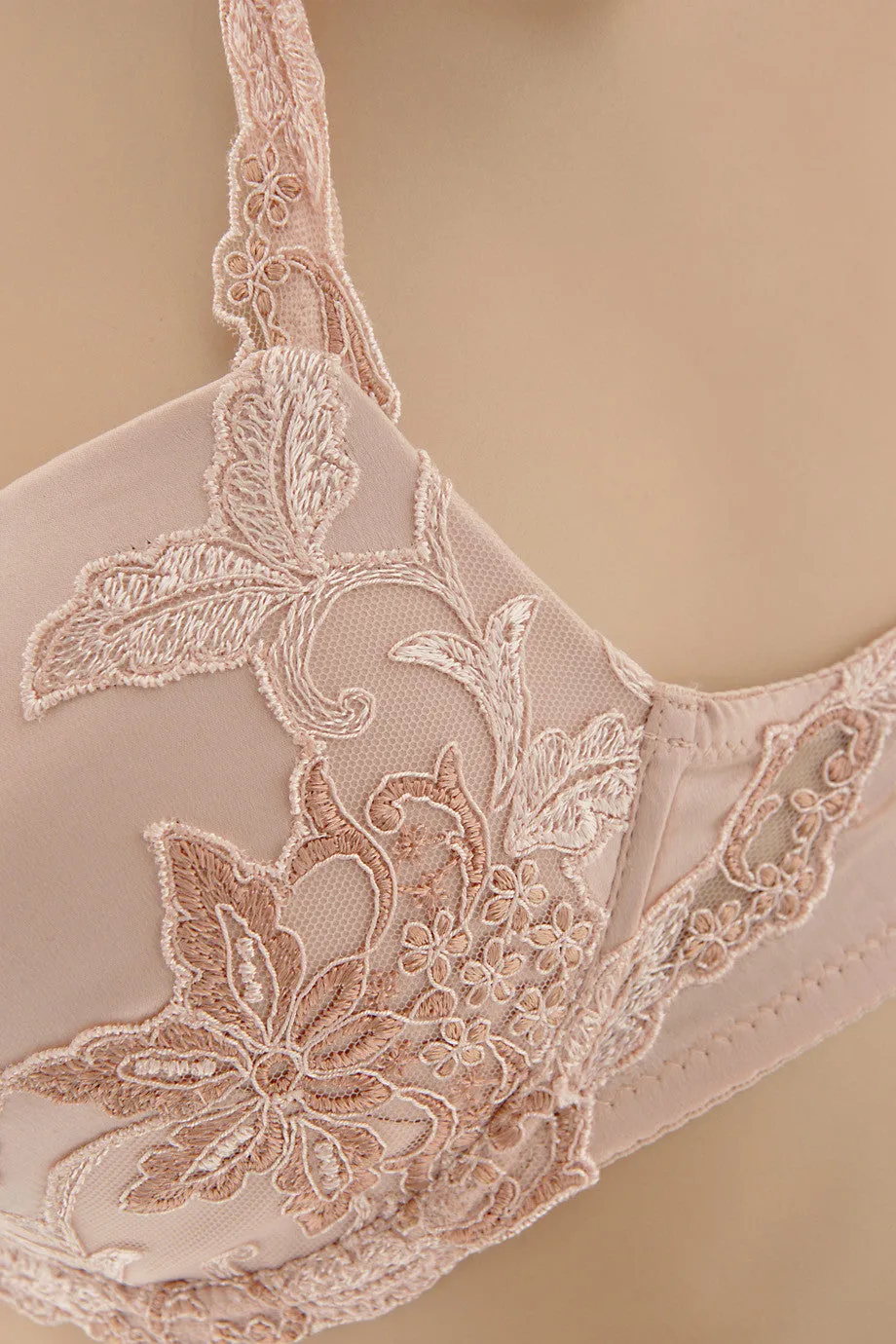 COTTON CLUB IVORY Silk Floral Bra