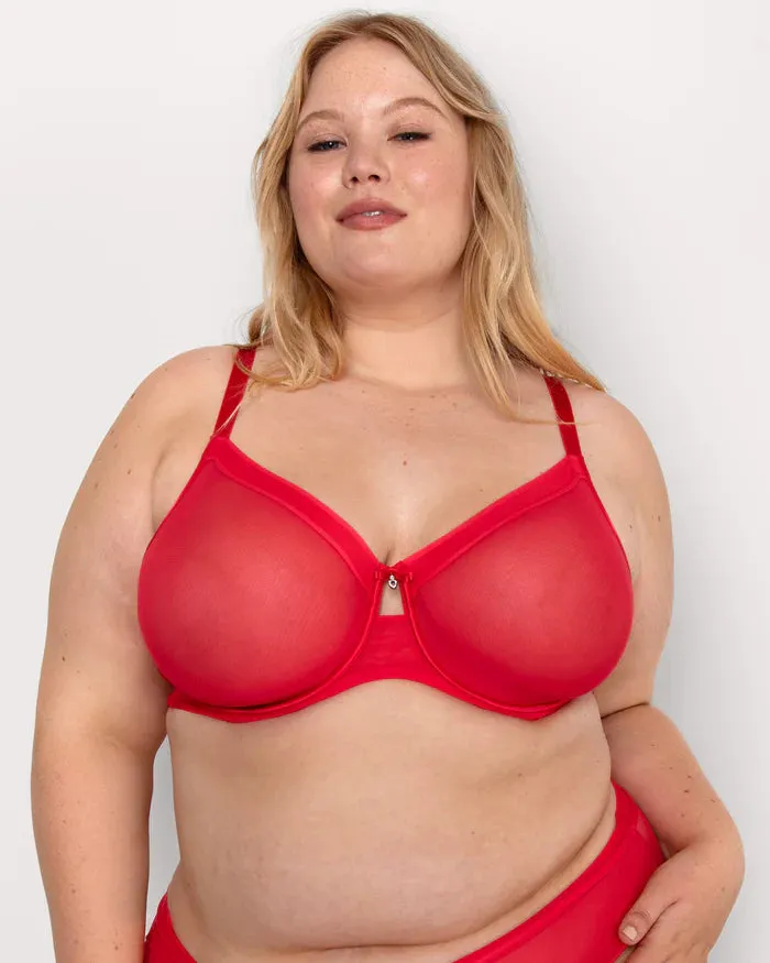 CURVY COUTURE 1311 SHEER MESH FULL COVERAGE UNLINED UNDERWIRE BRA