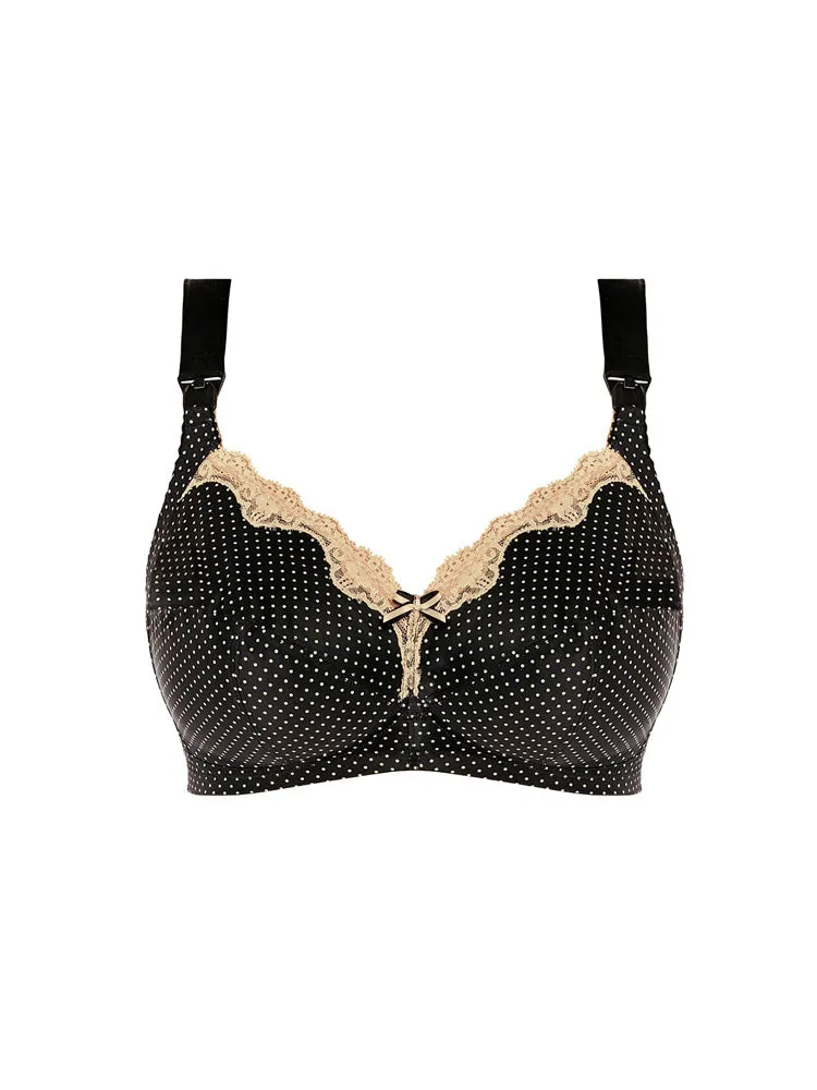 Dotty Drop Cup Nursing Bra - Black