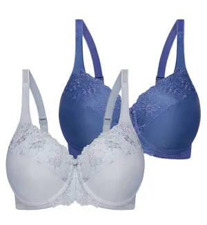 EMBROIDERED MINIMISER TWIN PACK UNDERWIRED BRA