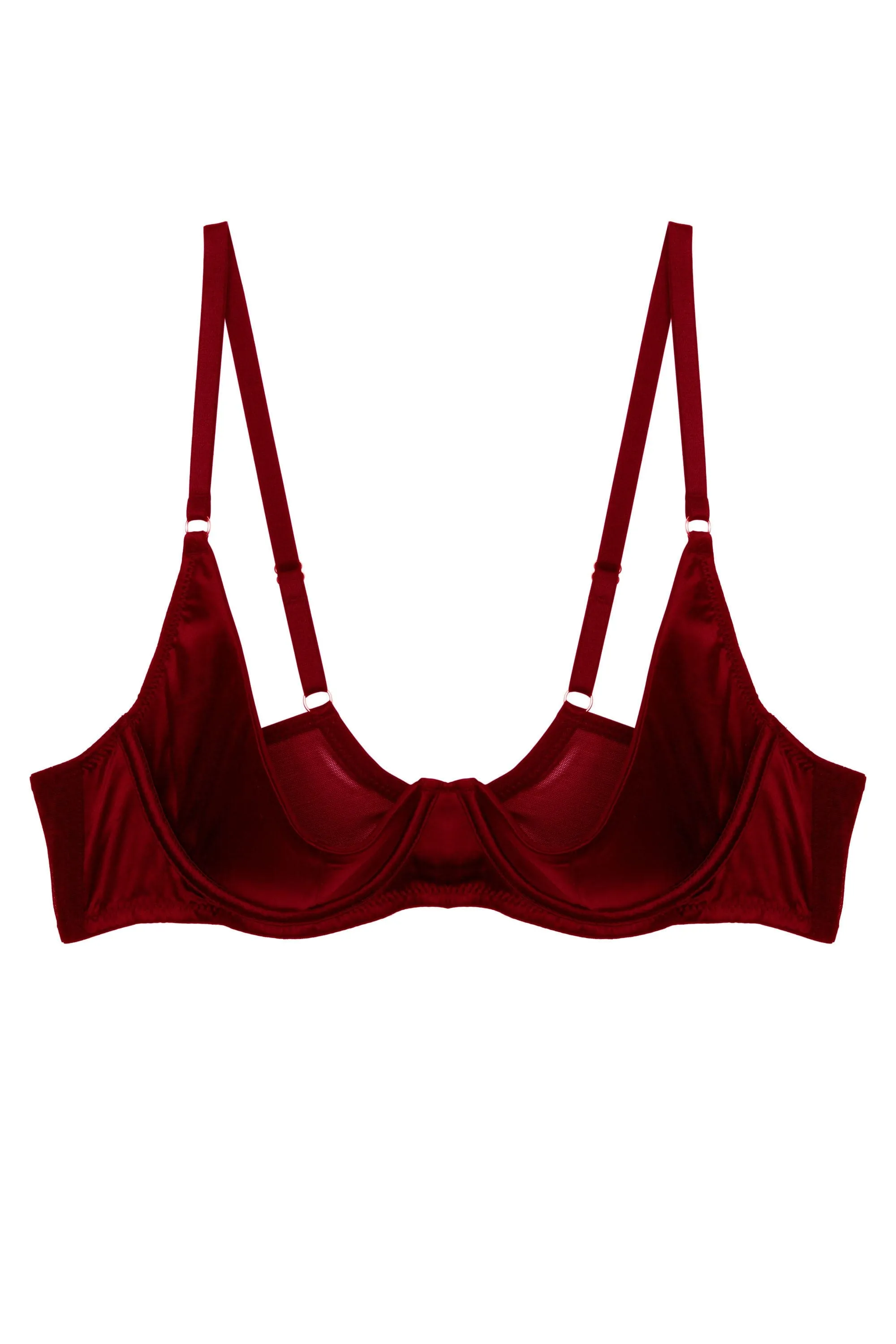 Etta Red Satin Quarter Cup Bra