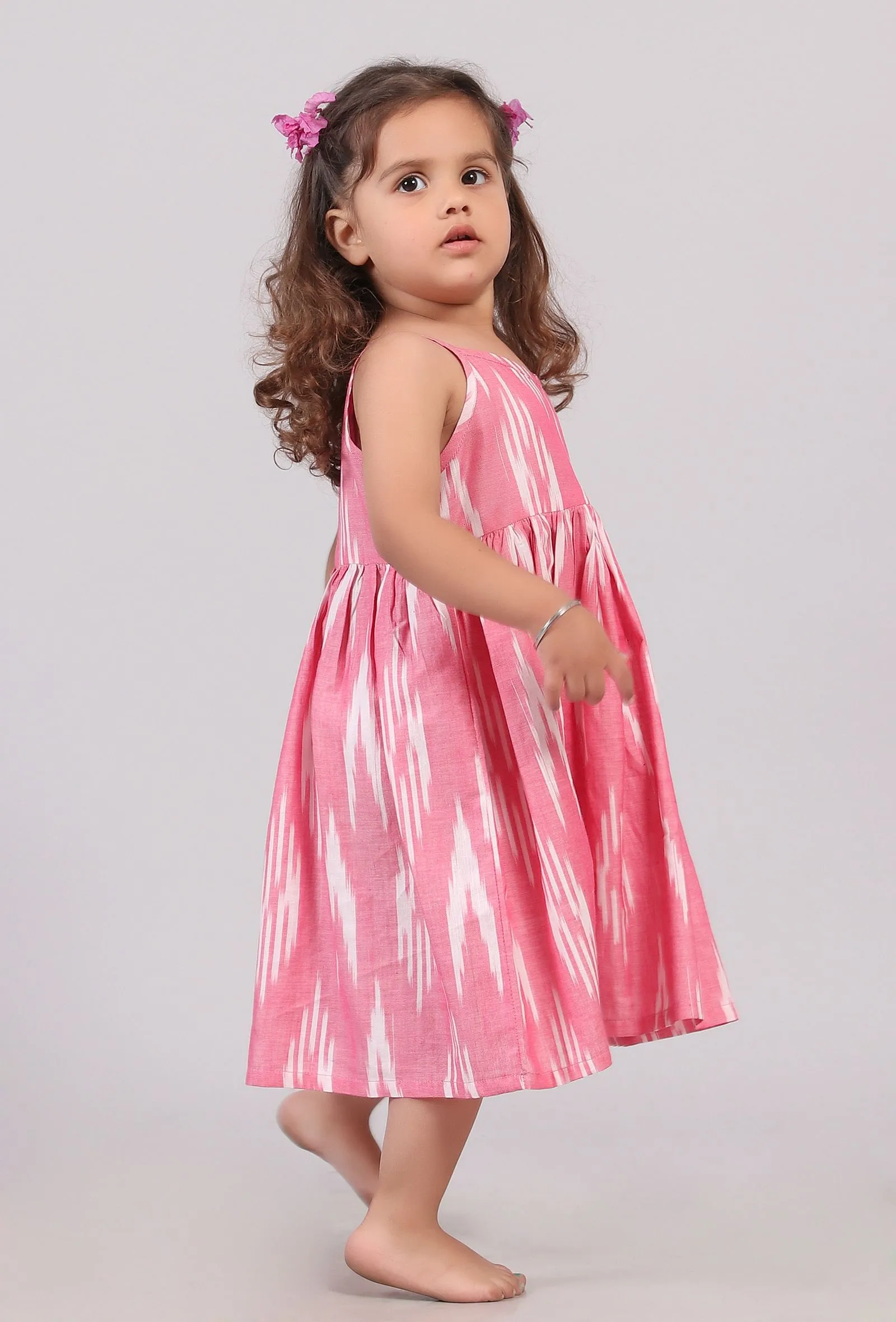 Flamingo Pink Ikat Flared Kurta