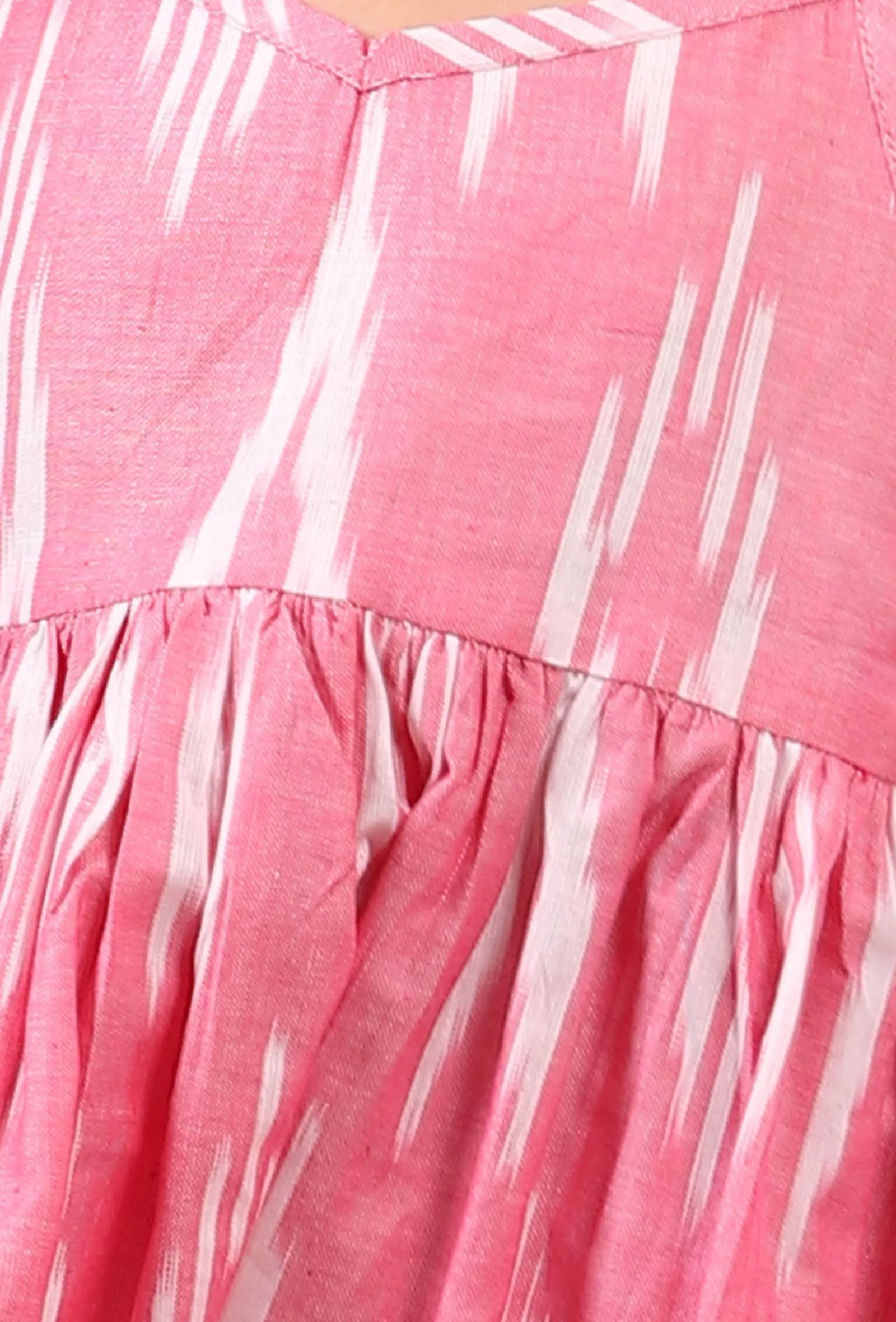 Flamingo Pink Ikat Flared Kurta