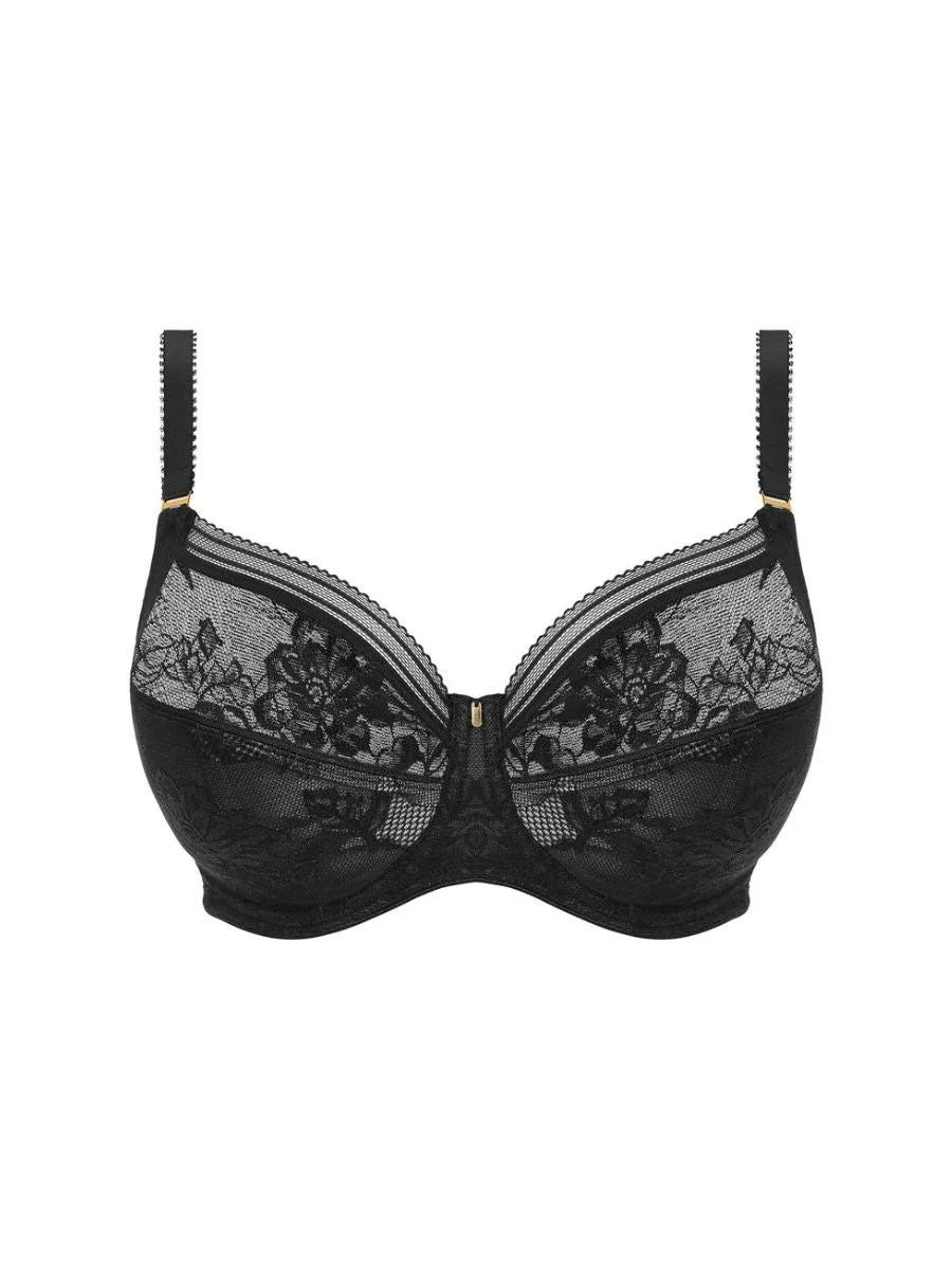 Fusion Lace Side Support Bra - Black