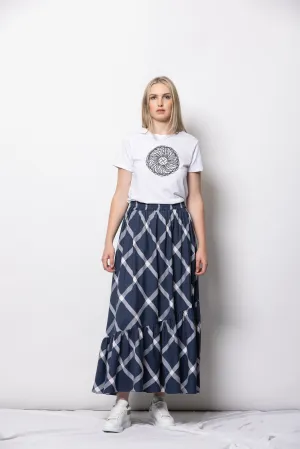 Ivy Maxi Skirt - Navy Grid