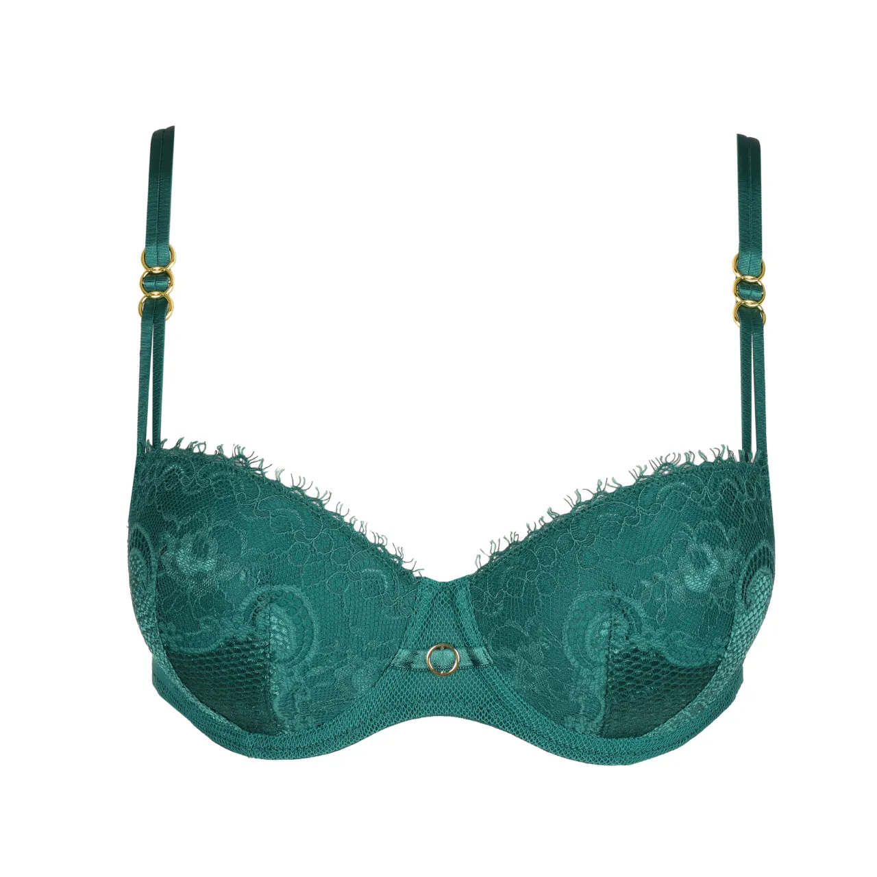 Junoo Padded Balcony Bra in Jasper Green