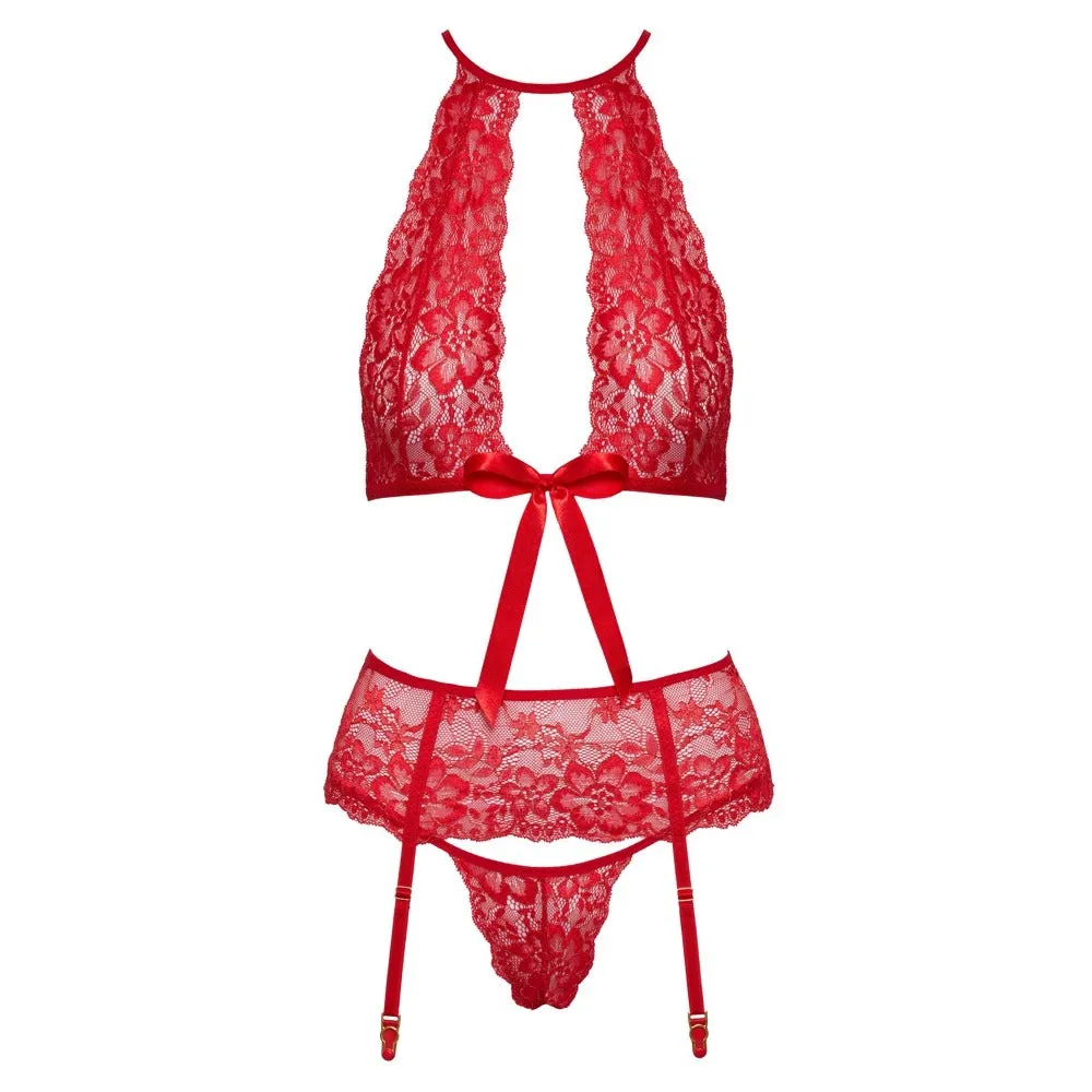 Kissable Halterneck Bra Set Red