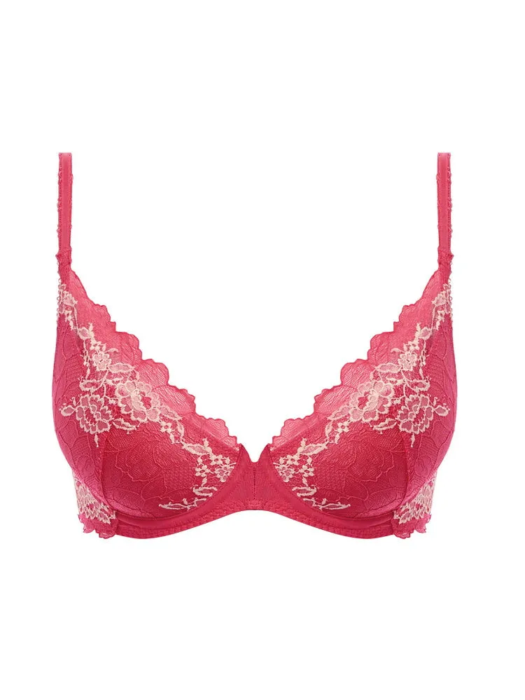 Lace Perfection Plunge Push Up Bra - Honeysuckle