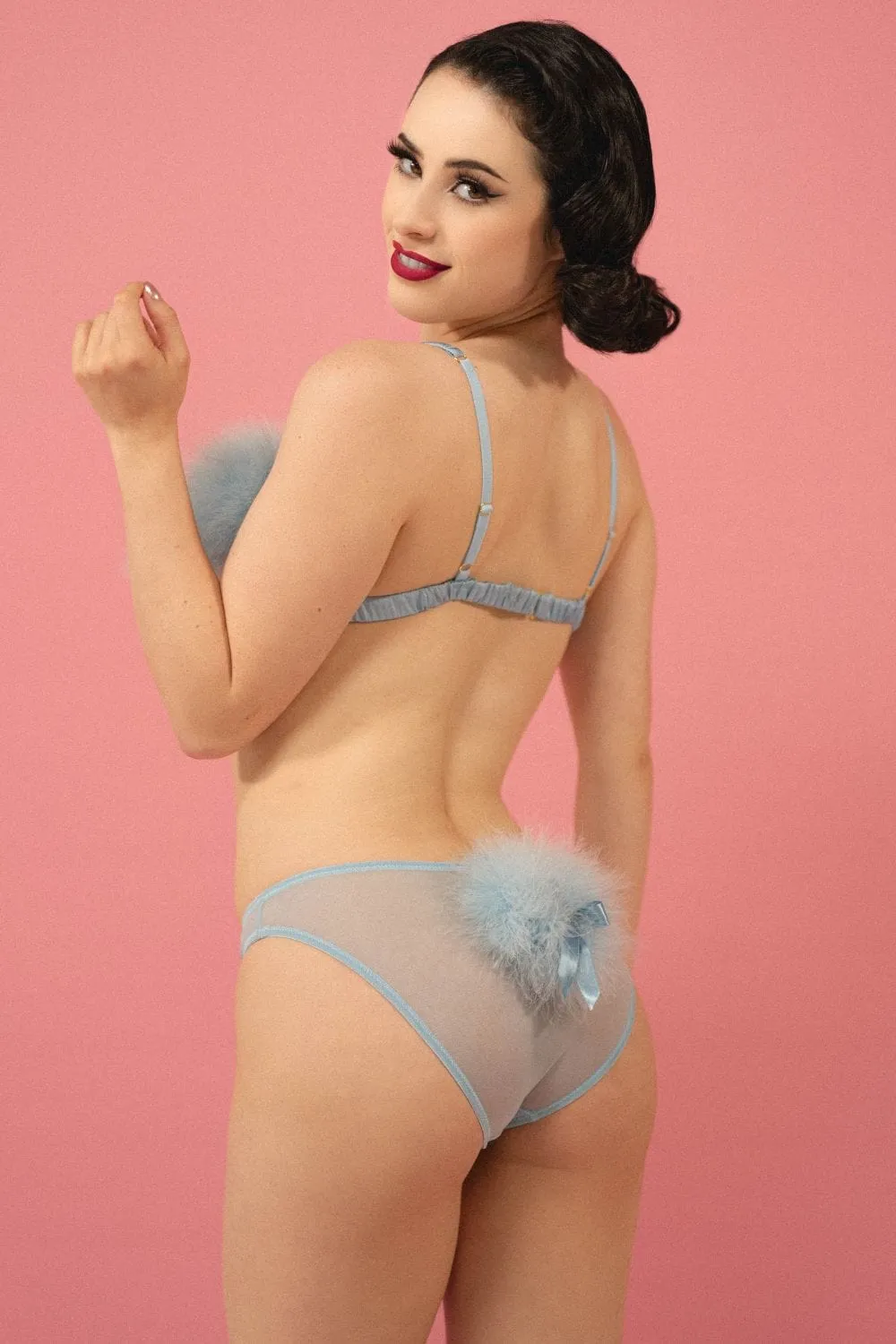 Lulu Baby Blue Diamanté Marabou Set