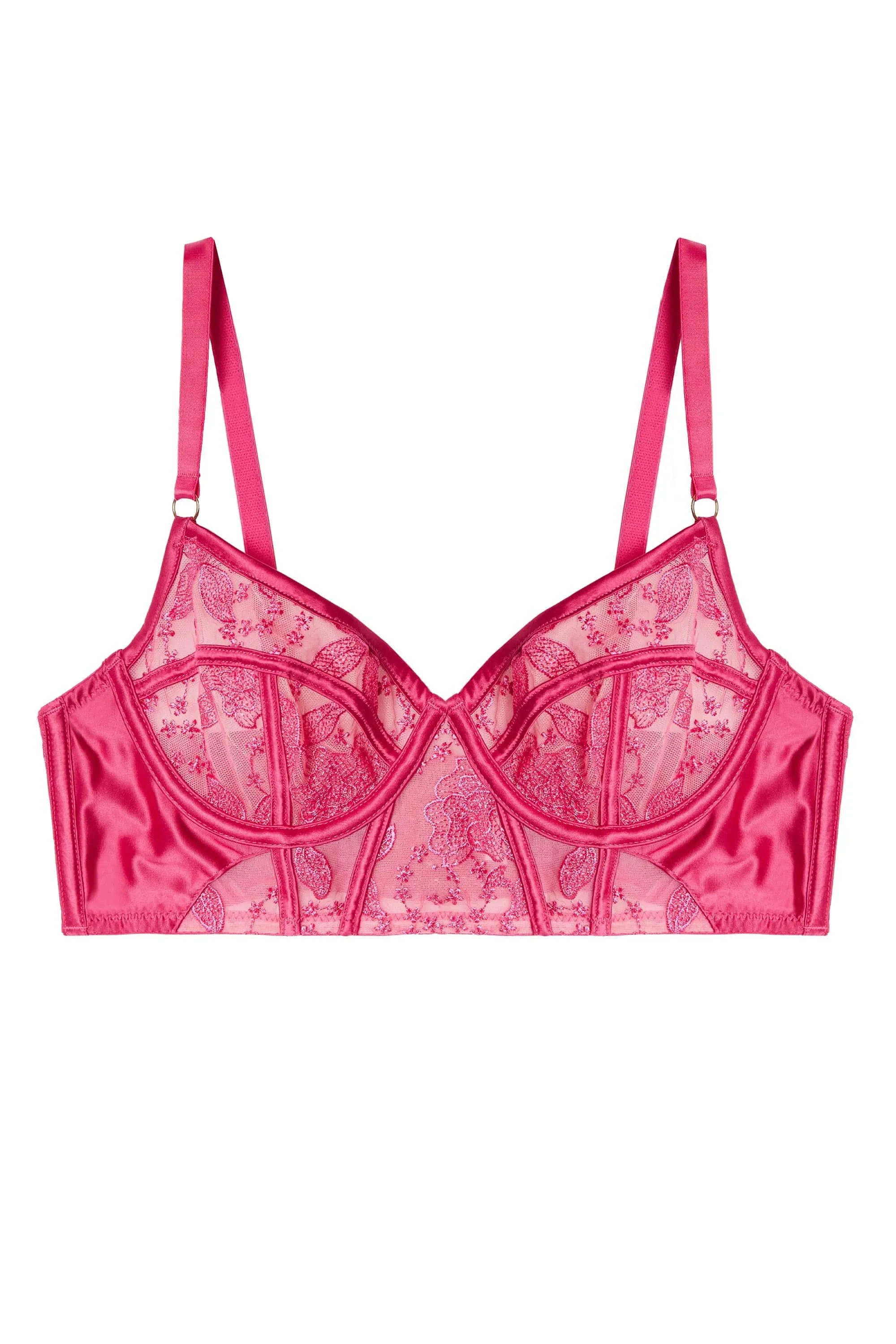 Lyra Pink Longline Embroidery Bra