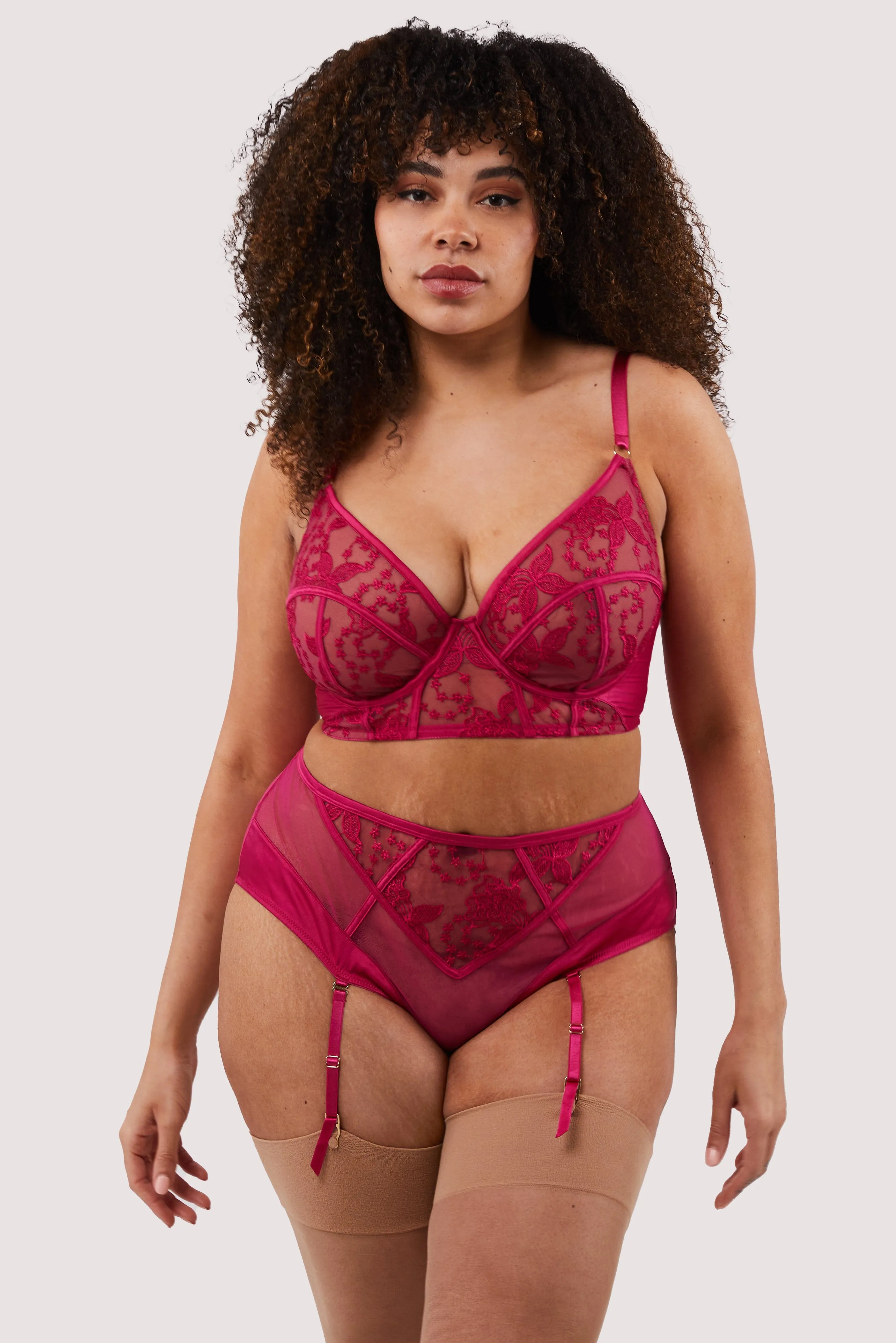 Lyra Pink Longline Embroidery Bra