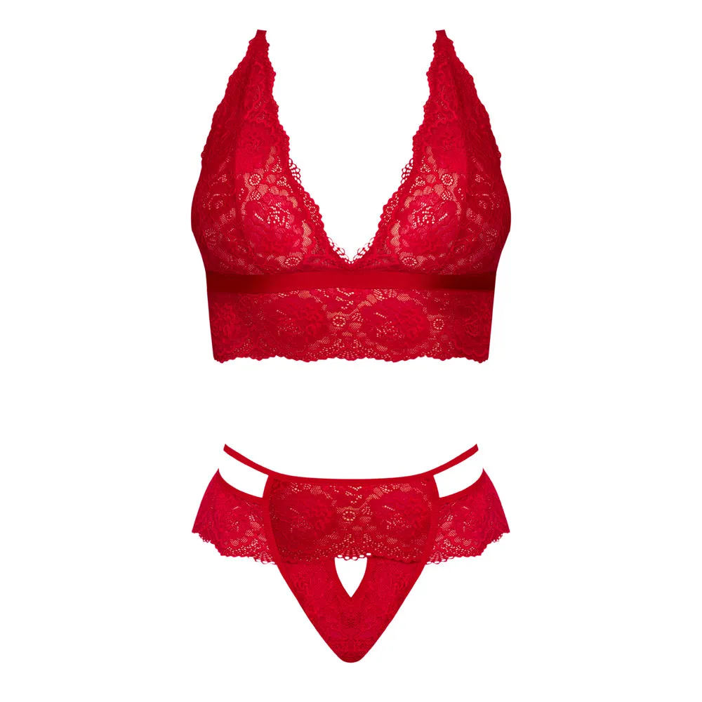 Magic Silk Sugar & Spice Bra & Panty Set Red L/XL