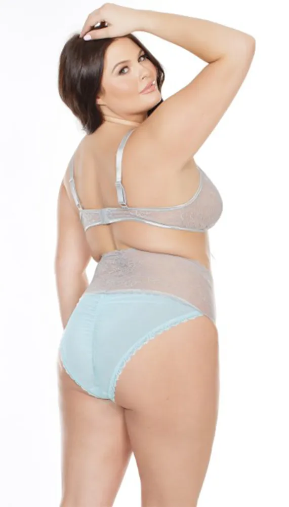 Misty Blue And Grey Bra And Panty Set