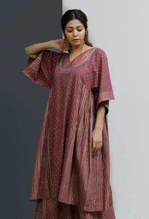 Plum Side Gather Hand-Block Printed Kurta