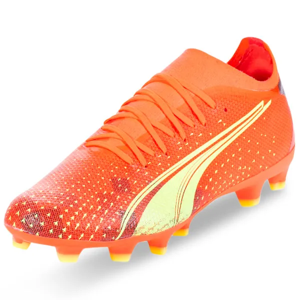 Puma Ultra Match FG/AG Soccer Cleats (Coral/Fizzy Light/Black)