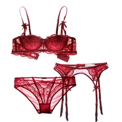 Sexy Embroidery Half Cup Lingerie