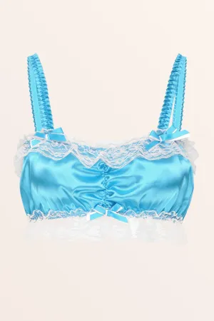 Sissy Satin Fitted Bralette - Aqua Blue