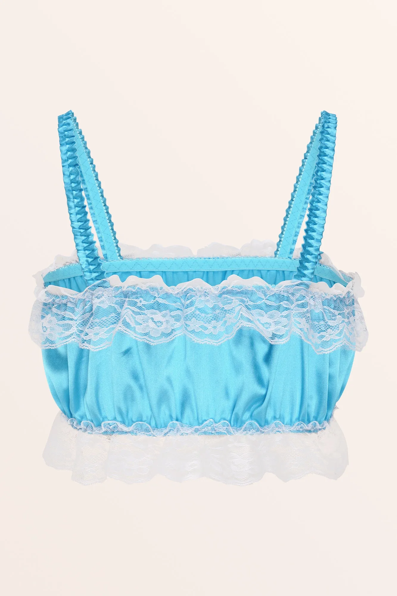 Sissy Satin Fitted Bralette - Aqua Blue