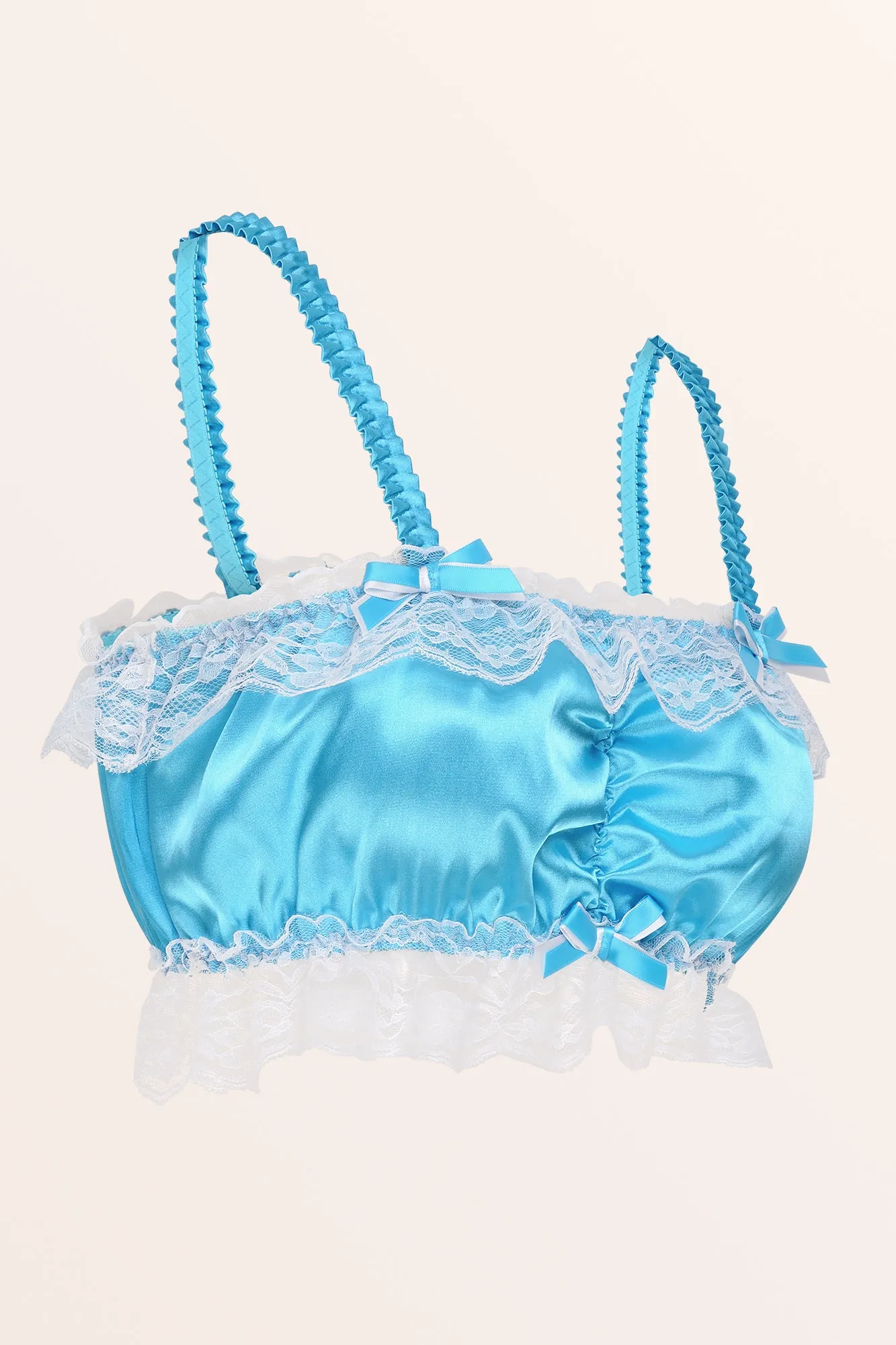 Sissy Satin Fitted Bralette - Aqua Blue