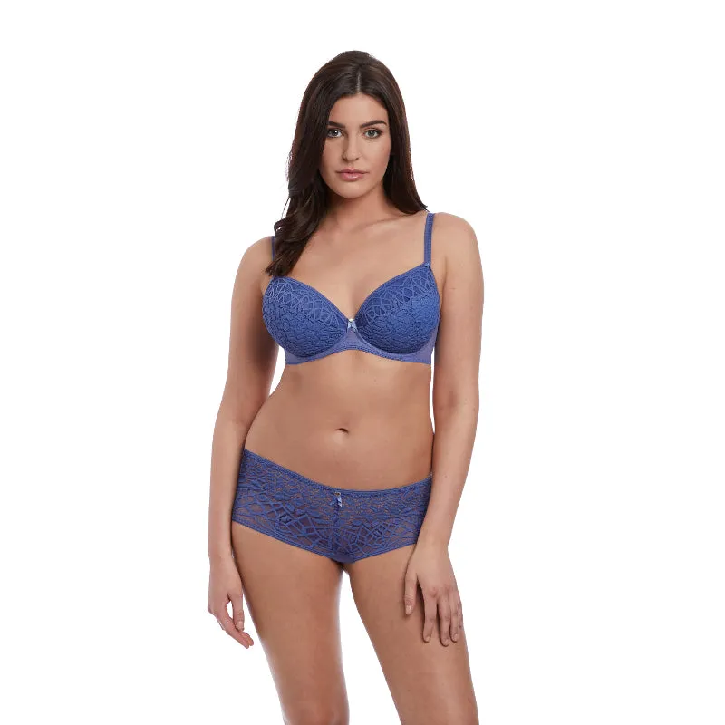 Soiree Lace Denim Blue Plunge Bra - Freya