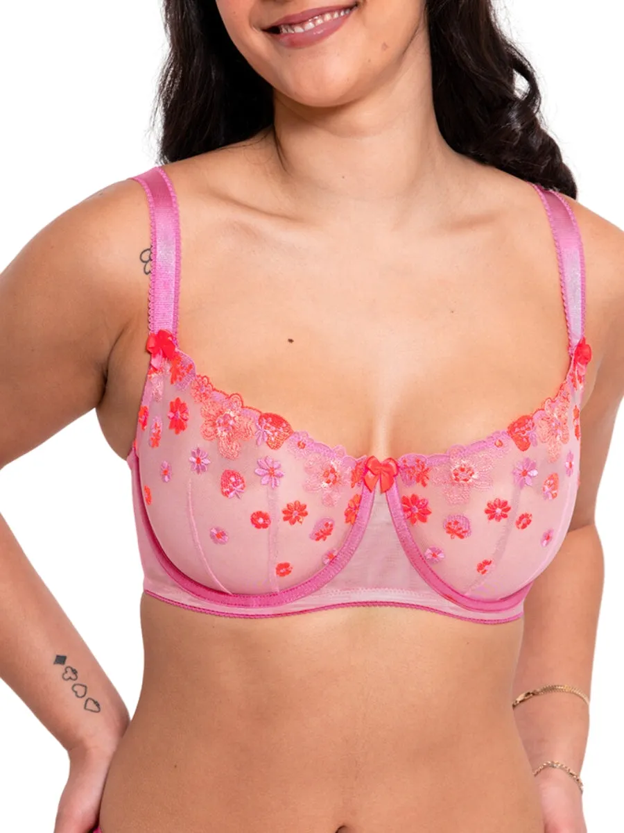 Strawberry Crush Balcony Bra - Pink Multi