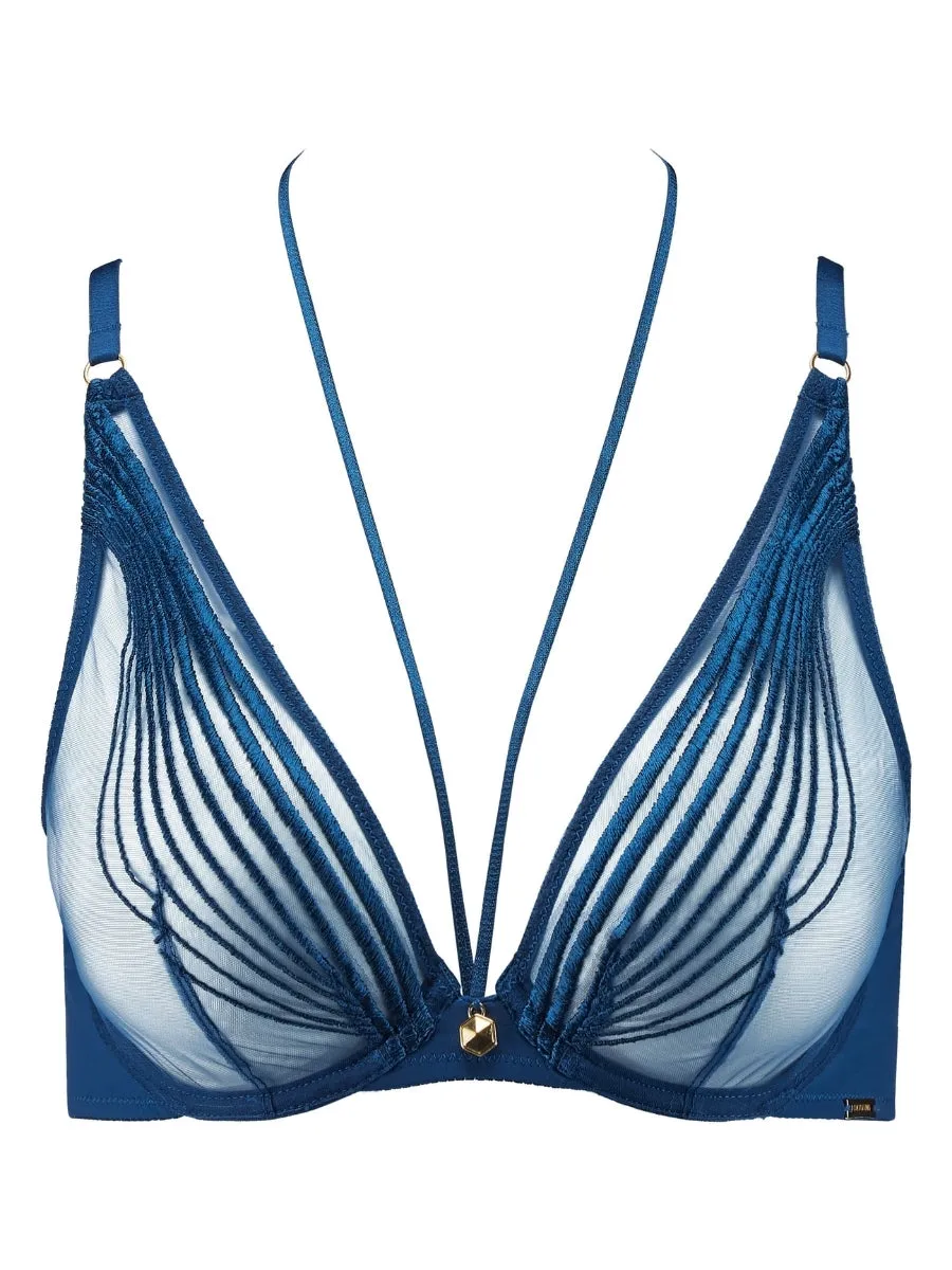 Sumptuous Waves Triangle Plunge Bra - Imperial Blue