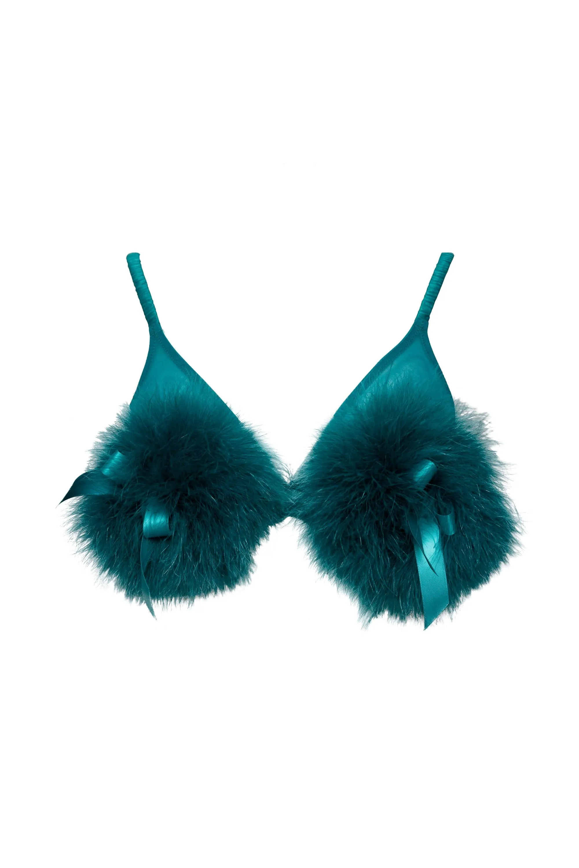 Teal Powder Puff Triangle Bra