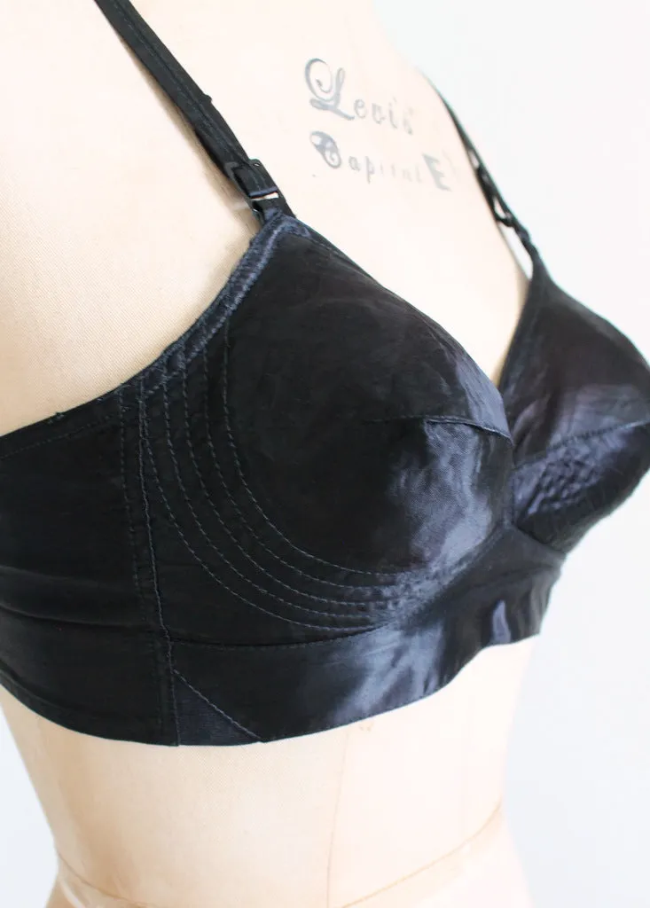 Vintage 1940s Black Pin Up Bullet Bra