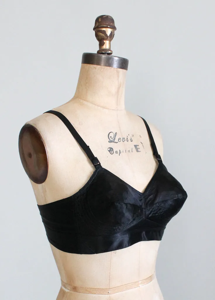 Vintage 1940s Black Pin Up Bullet Bra