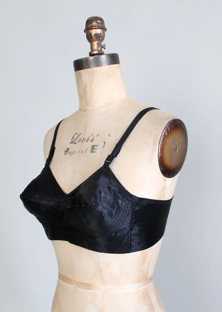 Vintage 1940s Black Pin Up Bullet Bra